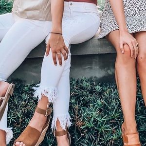 White Frayed Hem Zara Trafuluc Denim Jeans